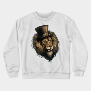 Lion wearing top hat Crewneck Sweatshirt